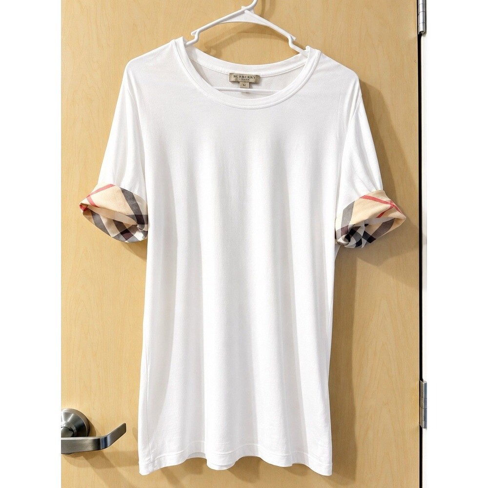 Burberry Check Trim Cotton T-Shirt featuring distinctive vintage